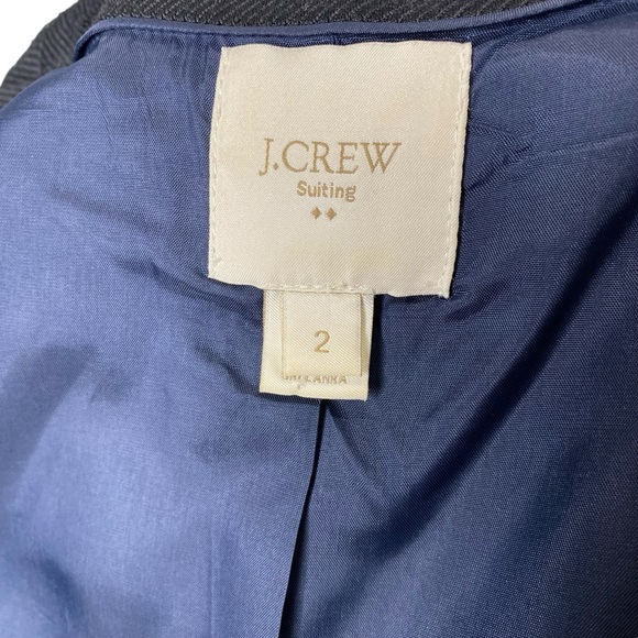 J Crew Women’s Zip Front Tweed Navy Striped Blazer Suit Jacket Academia Office - Picture 10 of 12
